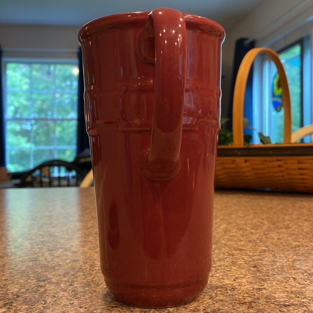 Longaberger Tall Travel Pottery Mug Paprika Red Woven Traditions - Picture 10 of 17